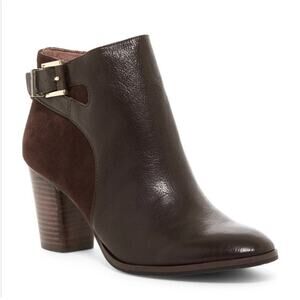 Louise Et Cie Vasca Leather Almond Toe Heeled Ankle Bootie Brown Womens Size 7.5